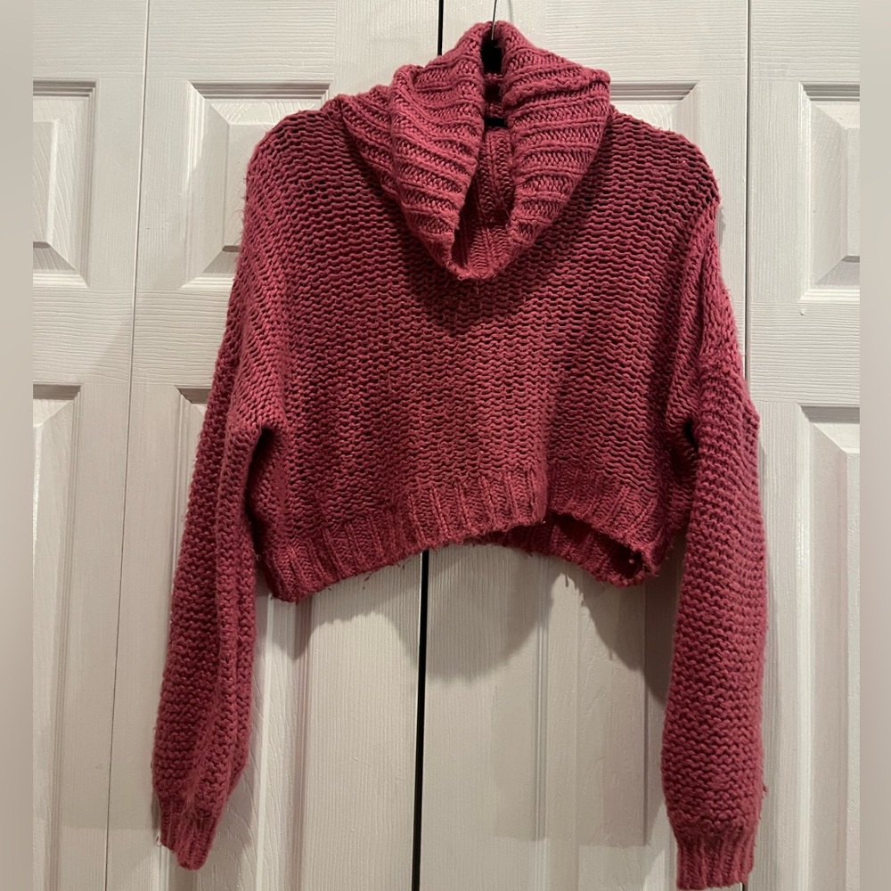 Billa Bong Cropped Cowl Neck Knit Sweater